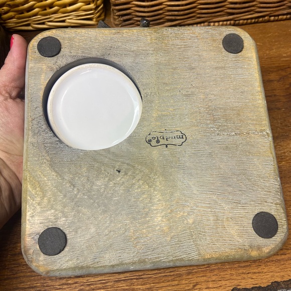 Mud pie small dip and cheese board charcuterie plate Metal birds ceramic cup - Picture 3 of 5